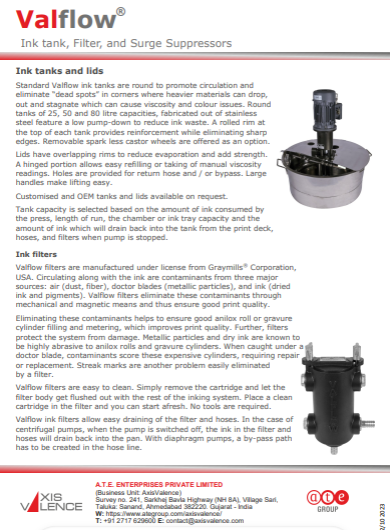 Valflow® Ink handling and conditioning systems